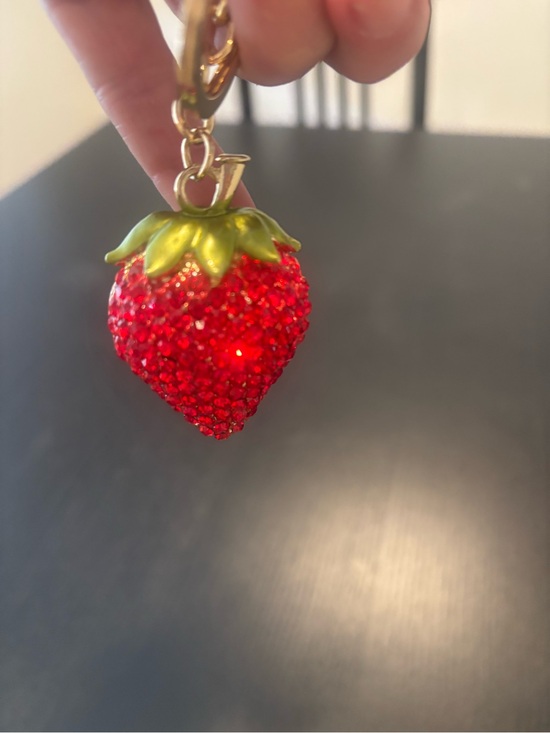 Other - Crystal Strawberry Keychain - Red with Green Top